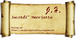 Jaczkó Henrietta névjegykártya